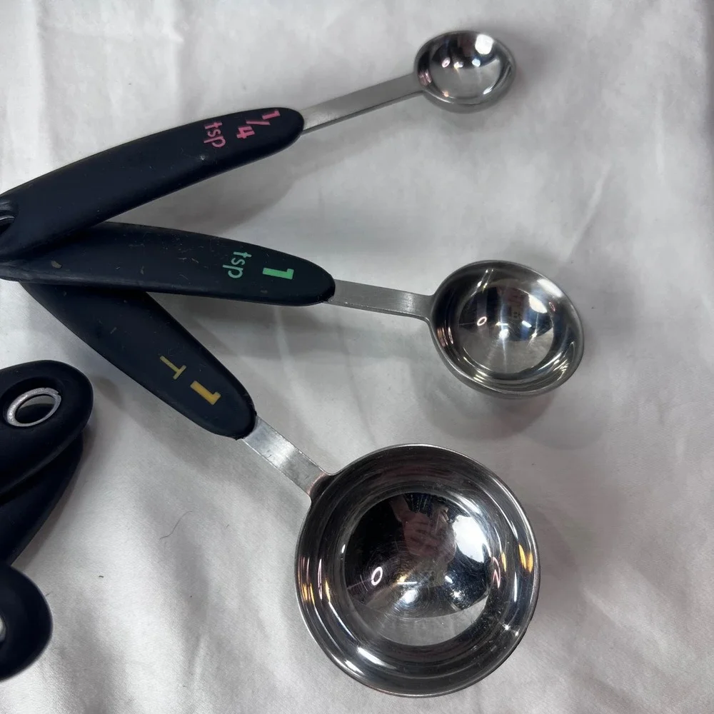 OXO Good Grips Stainless Steel Measuring Cups and Spoons Set Black Handles 7pc